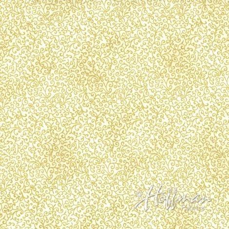 Hoffman Fabrics Winter Blossom Natural/ Gold P7618-20G