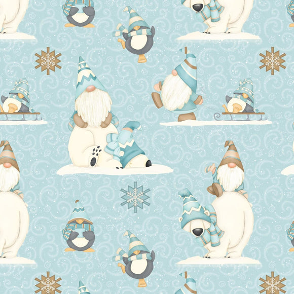 Henry Glass Aqua Polar Bear/Gnome All Over I Love Sn'Gnomes F9637 11