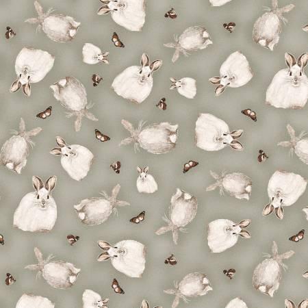 Henry Glass & Co Little Ones Gray Tossed Bunnies 448-90 GRAY