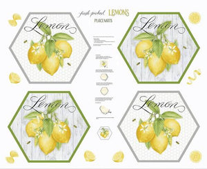 Henry Glass Fresh Picked Lemons Placemats 600P 36 YELLOW #10P