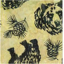 Hoffman Fabrics Bear and Pinecones Fern N2908-220