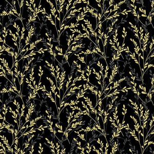 Hoffman Fabrics Fall Blooms Black/Gold V5188-4G