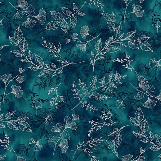 Hoffman Fabrics Fly Home for Winter Branches Teal/Silver U4978-21S