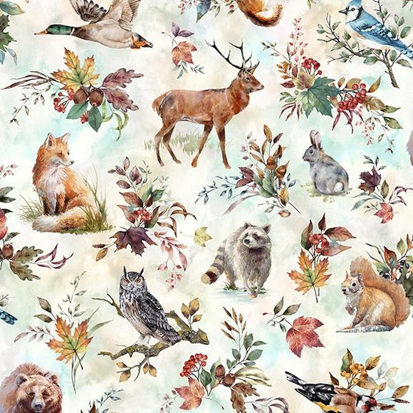 Hoffman Fabrics Forest Tales Animal Motifs Sky V5200-16