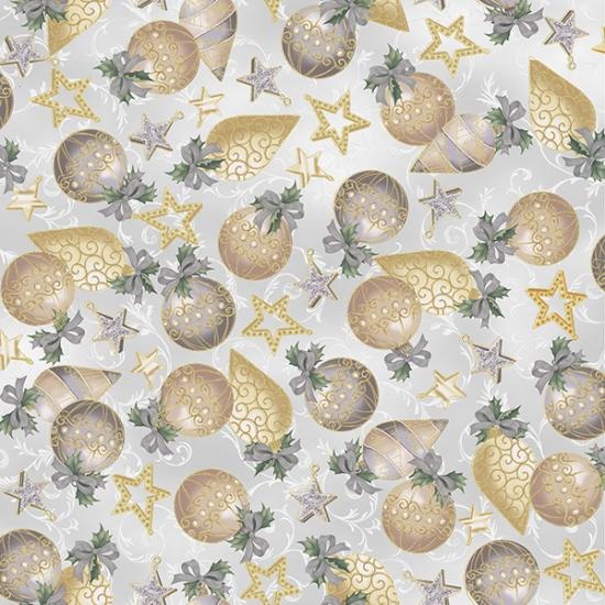 Hoffman Fabrics Holiday Elegance Light Gray/Gold V7168-674G