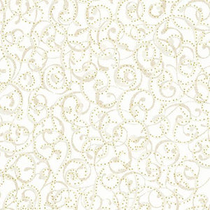 Hoffman Fabrics Holiday Wishes Dotty Scroll Natural/Gold U7773-20G