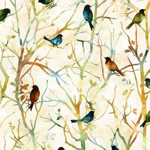 Hoffman Fabrics Mystic Mountain Birds in Trees Earth U5013-58
