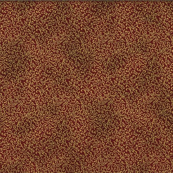 Hoffman Fabrics Winter Blossom Scarlet/Gold P7618-78G