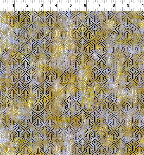 In The Beginning Fabric Cosmos Cubes Gold  9COS1