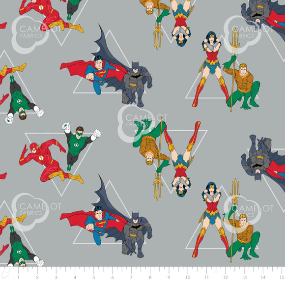 Camelot Cottons Justice League Activated Hero Pyramid Gray 23421205-01