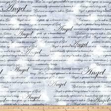 Benartex Heaven Sent Angel Script Grey  08565 11