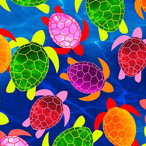Benartex Watercolor Turtles Blue Tropical Breeze  0972009B