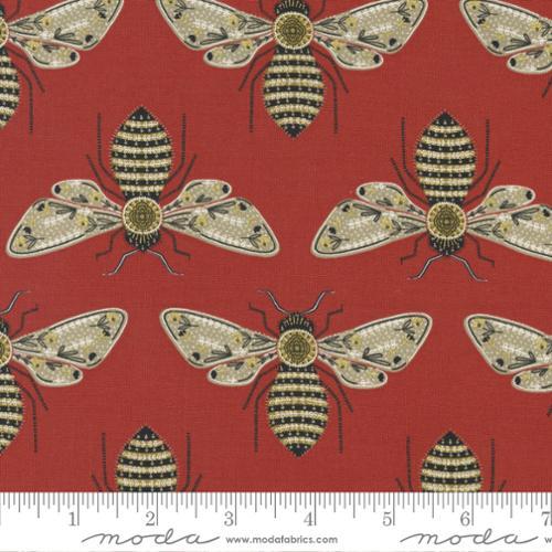 Moda Fabrics Meadowmere Metallic Bees Poppy 48363 37M