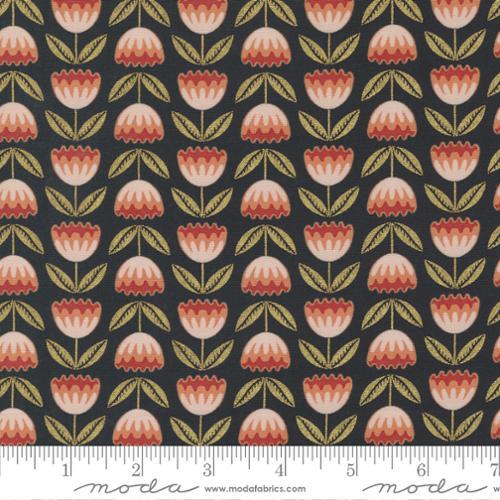 Moda Fabrics Meadowmere Metallic Tulips Night 48362 34M