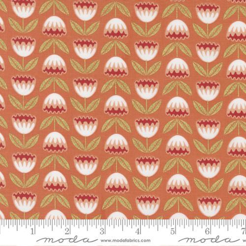 Moda Fabrics Meadowmere Metallic Tulips Terracotta 48362 36M
