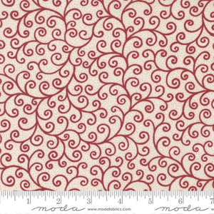 Moda Fabrics Merry Manor Metallic Cream Crimson 33665 12M