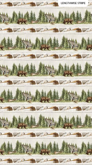Northcott Fabrics Lakeside Lodge Pale Gray Stripe  F23554 92