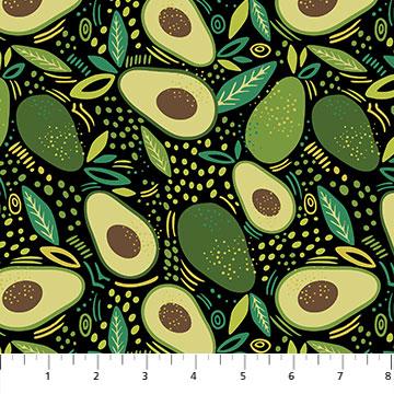 Northcott Fabrics Avocado Love Tossed Black 24580-99