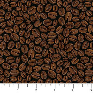 Northcott Fabrics Cafe Culture Coffee Beans Brown 24490 36