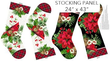 Northcott Fabrics Cardinal Christmas Stocking Panel 25486-10 #32C
