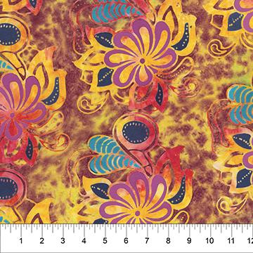 Northcott Fabrics Flower Power Yellow Multi Flowers 80595-53