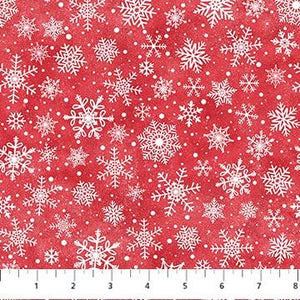 Northcott Fabrics Little Donkey's Christmas Snowflake Red Flannel F25331-24