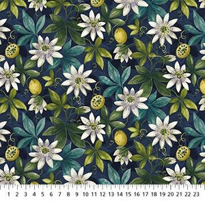 Northcott Fabrics Passion Floral Navy Multi 24493-49 NAVY