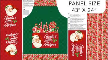 Northcott Fabrics Santa's Little Helper Apron Panel Pine/Multi DP24622-78 #4A