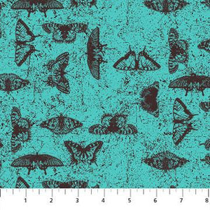 Northcott Fabrics Sanctuary Lepidoptera Turquoise 10073-62