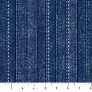Northcott Fabrics Singing the Blues Denim Stripe Indigo 24328 49