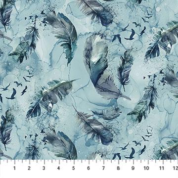 Northcott Fabrics Soar Moody Blue/Dark Feathers DP24584-44