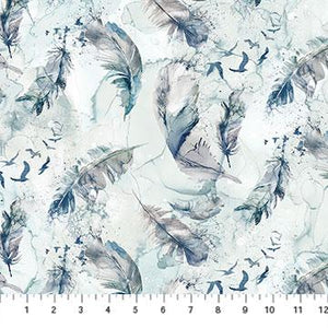 Northcott Fabrics Soar Moody Blue/Light Feathers DP24584-41