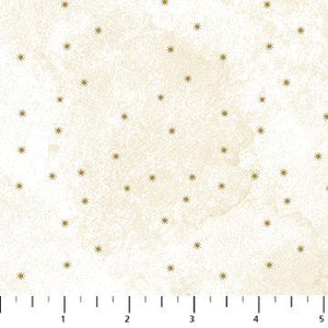 Northcott Fabrics Stonehenge Christmas Joy Gold Stars White 24776M-10