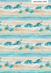 Northcott Fabrics Turtle Bay Turtle Stripe Turquoise DP24716-64