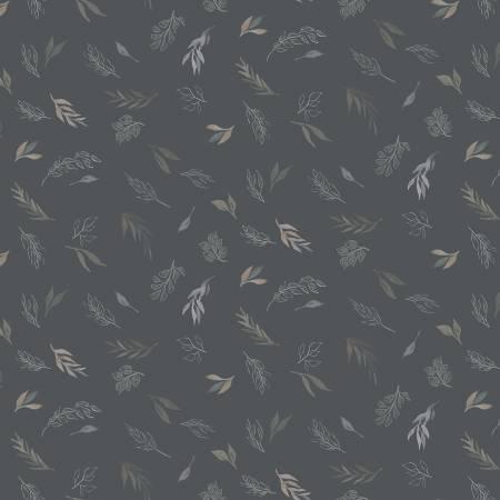 P&B Textiles Ethereal Forest Scattered Foliage Dark Grey EFOR 04609 S