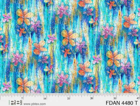 P&B Textiles  Floral Dance Blue 108