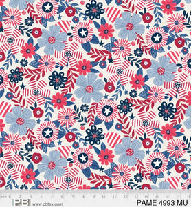 P&B Textiles Patchwork Americana Floral Multi 04993 MU