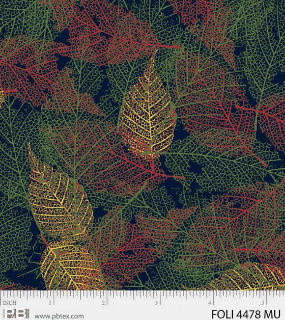 P&B Textiles Texture Leaves Green 04478 MU