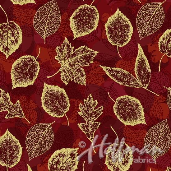Hoffman Fabrics Can't Stop Falling Autumn Gold Q7643-66G