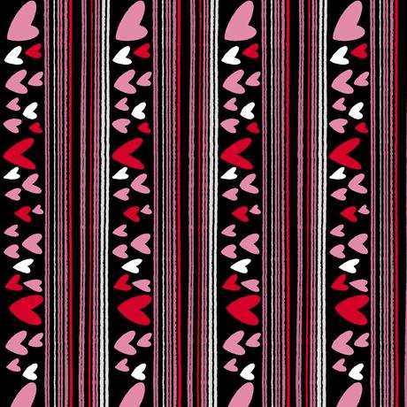QT Fabrics Love Ewe Heart Stripe Black 1649 28555 J
