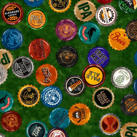 QT Fabrics On Tap Beer Bottle Caps Green 1649 28422 F