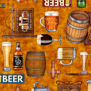 QT Fabrics On Tap Beer Motifs Tan 1649 28419 S