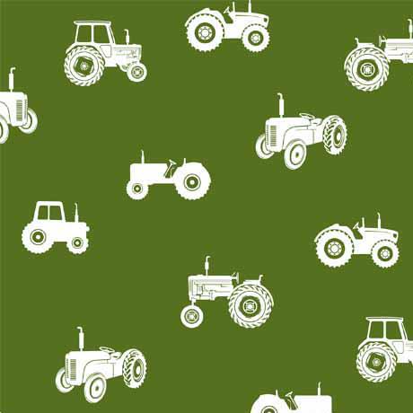 QT Fabrics Tractors Green 2X Brush Poly Knit 29377-F