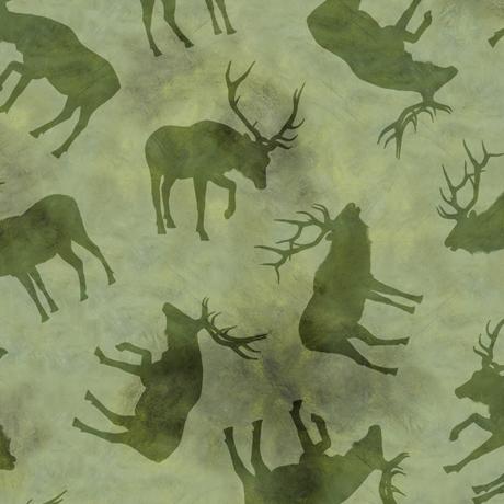 QT Wild Elk Elk Silhouettes Green 1649 28018 G
