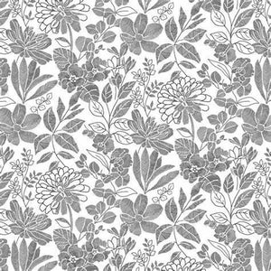 Studio E Pen and Ink Black and White Floral 118" Wide 6912-09