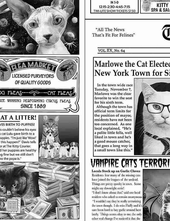 Timeless Treasures Cat Newspaper CAT-C6705 NEWSPRINT