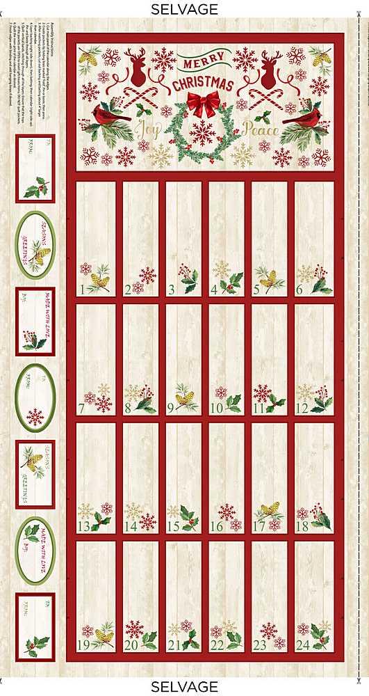 Timeless Treasures Comfort and Joy Advent Calender HOLIDAY-C8653 NATURAL #16C