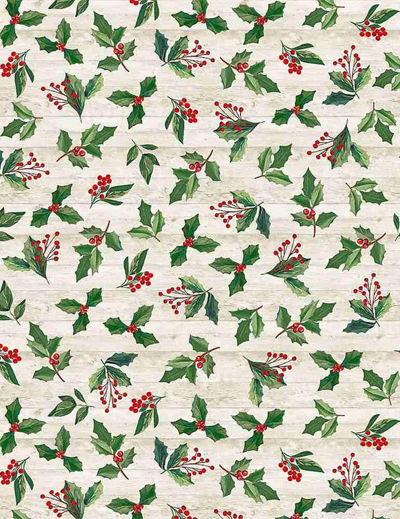 Timeless Treasures Holly and Leaves HOLIDAY-C8659 NATURAL