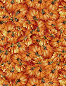 Timeless Treasures Packed Metallic Harvest Pumpkins HARVEST-CM1292 ORANGE