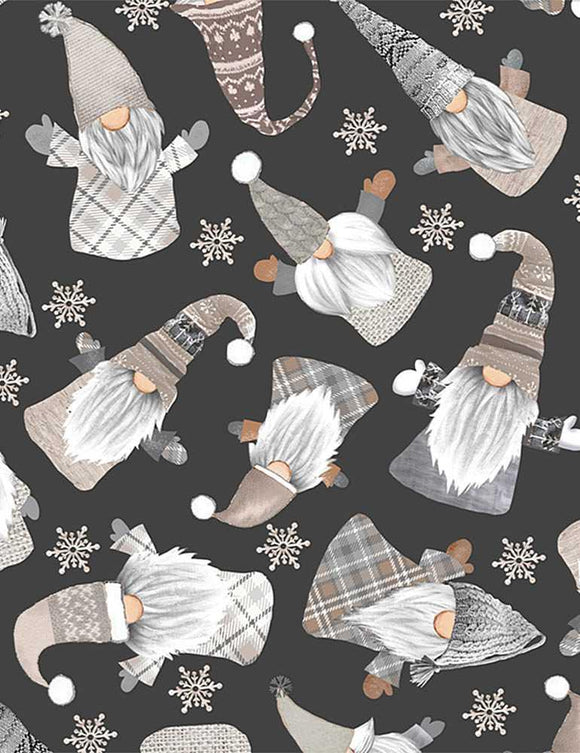 Timeless Treasures Tossed Holiday Gnomes Black GAIL-C8207